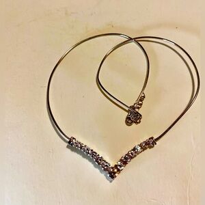 Sterling Silver clear crystal rhinestone snake rope thin choker necklace